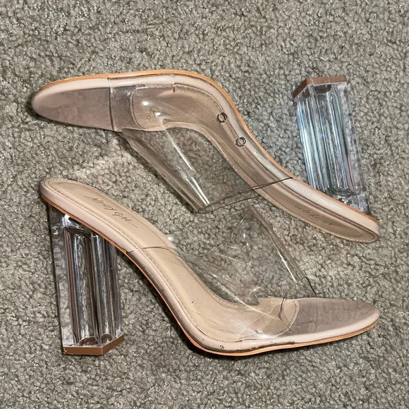 Nasty Gal Shoes Nasty Gal Clear Strap Block Heel Mules Poshmark